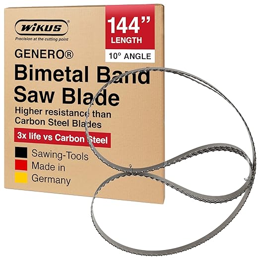 Bandsaw Blade 144'' x 1 1/4'' – Portable Precision Band Saw Blades for Woodworking, Sawmill & Wood Cutting - 10° Durable Saw Blade, 1.15 TPI, 0.042'' Thick - 5 Pack - Made in Germany – GENERO by WIKUS