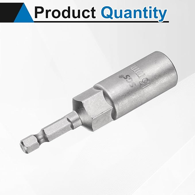 HARFINGTON Nut Driver Drill Bit 13mm Metric Socket 1/4" Hex Shank 3.15" (80mm) Long 6-Point Sockets Quick Change CR-V Steel Bolt Setters for Power Drill Drivers