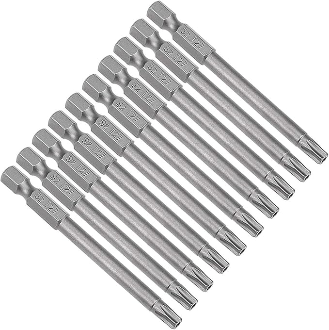 XMHF 10Pcs 75mm/3inch Long 1/4 Inch Hex Shank T27 Torx Head Magnetic Screwdriver Bits Security Tamper Proof Star 6 Point Screw Driver Set
