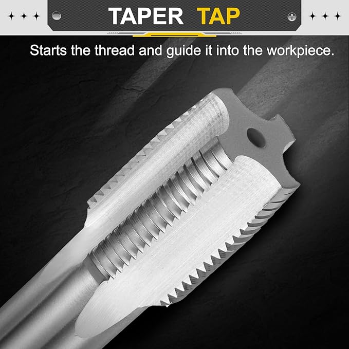 uxcell Hand Taper Tap M24 x 2 Metric Thread Taper Style Taps Straight Flute Screw Tapping Threading Tool High Speed Steel HSS6542