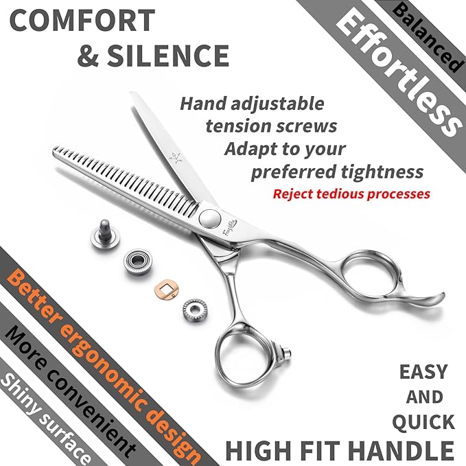 High-end Professional Hair Cut Thinning Scissors Hair Cutting Teeth Shears Barber Hairdressing Texturizing Scissor Extremely Very Sharp 6.3 Inch Dynamic Stainless Steel Alloy For Men Women