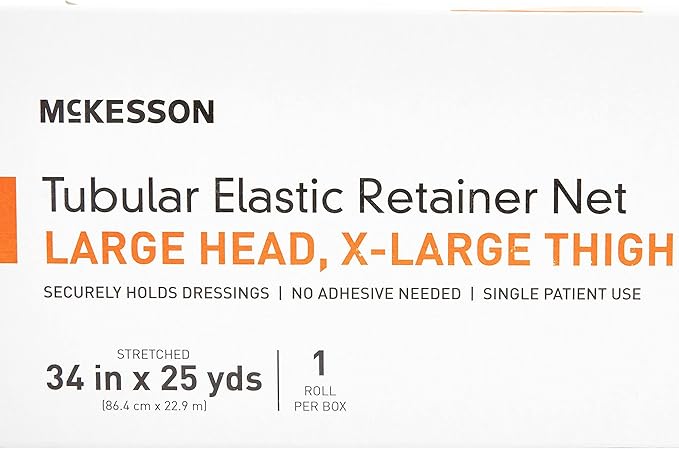 McKesson Tubular Elastic Retainer Net Dressing, Non-Sterile, Head, Thigh, Chest, Size 8, 34 in x 25 yd, 1 Count, 1 Pack