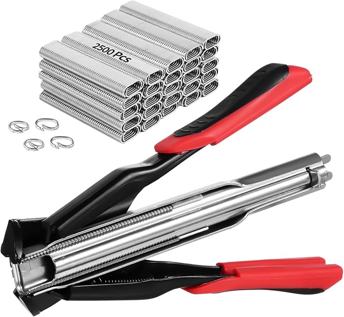 2500 C20 Hog Rings & Manual Fencing Pliers Set, C-Type Clamp Tool For Wire Fence Installation