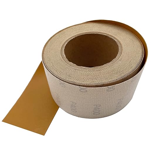 400 Grit Hook and Loop Sandpaper Roll, 2-3/4" X 20 Yard Aluminium Oxide Hook-and-Loop Backed Sand Paper Emery Cloth for Wood Furniture Finishing Metal Sanding Polishing and Woodworking