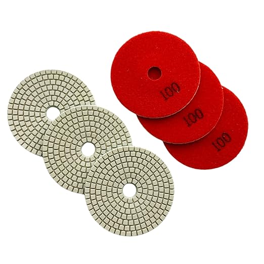 5" Wet Diamond Polishing Pad - 3 Packs of 100 Grit - White Resin for Granite, Marble, Quartz, Engineered Stone