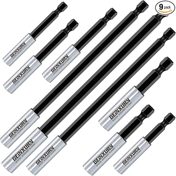 9Pc Cr-V Screwdriver Bit Holders, Extension Socket Drill Bit Magnetic Holder Hex Shank Quick-Change Drill Bit Guide (2.5??????