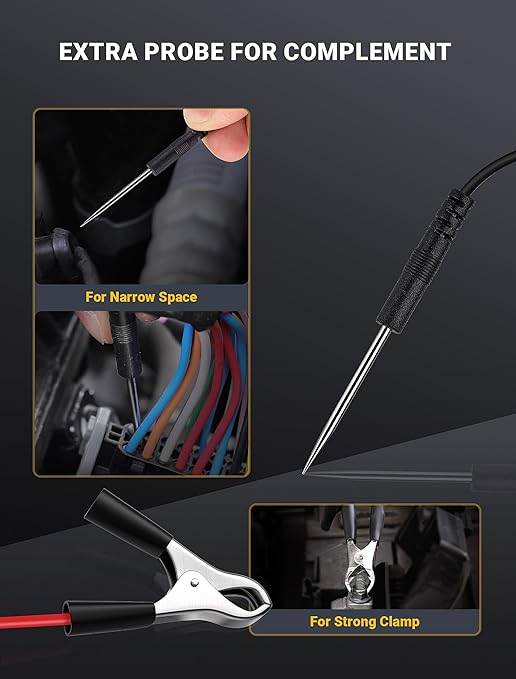 Automotive Test Light with 3-120V LED Digital Voltage Display, Auto Circuit Tester with Voltmeter & Dual Color Polarity Indicate, Electric Test Pen w/Stainless Probe for Car/Truck/SUV Checker