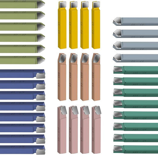 38PCS 5/16" Metal Lathe Cutting Tools,C-6 Carbide Tip Cutter Tool Bit Cutting Set,Milling Welding Bit Lathe Cutting Tool Kit