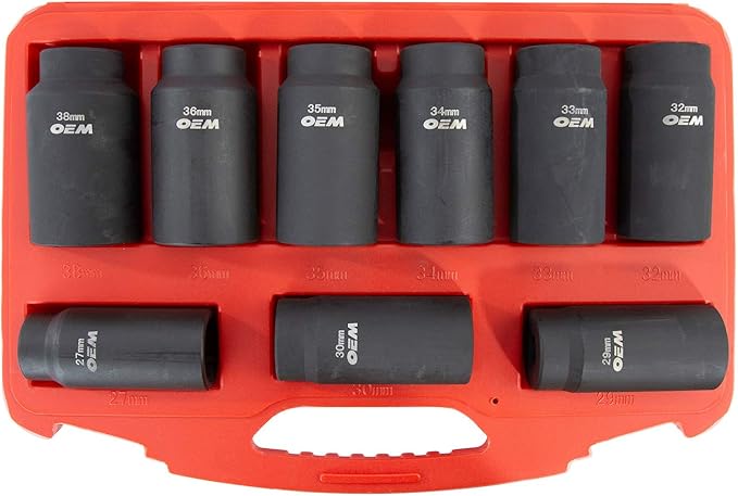 OEMTOOLS 27188 Deluxe 6 Pt. Axle Nut Socket Set, 9Piece