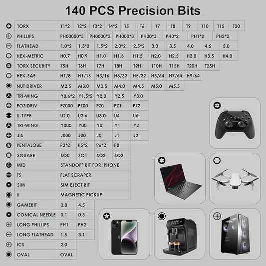 STREBITO Precision Screwdriver Set, 153 in 1 Electronics Tool Kit with Case, 140 PCS Magnetic Precision Bits - Computer, Laptop, iPhone, Macbook, PC, Game Controller, RC, Electronics, Phone Repair Kit