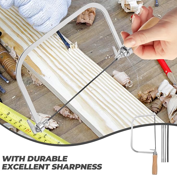 1 Set of Woodworking Coping Saw, Engraving Saw Coping, Woodworking Japanese Tables With 4Pcs Replacement Blades for Wood Board Plastic and Metal Cutting