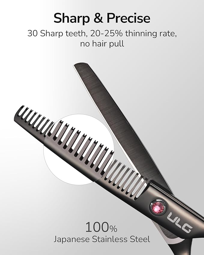 ULG Hair Thinning Scissors Professional Barber?셲 Texturizing Teeth Shears for Hairdressing, Salon and Home Use Thinning Shears for Hair Cutting, Made of Japanese Stainless Steel, 6.5 inch