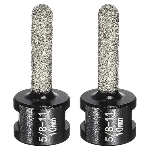 HARFINGTON 2pcs Diamond Finger Bit 10mm Dia Dry Core 2 Holes with 5/8"-11 Thread Diamond Chamfer Bit for Enlarging Shaping Milling Existing Holes on Porcelain Tile Ceramic Countertop,Black