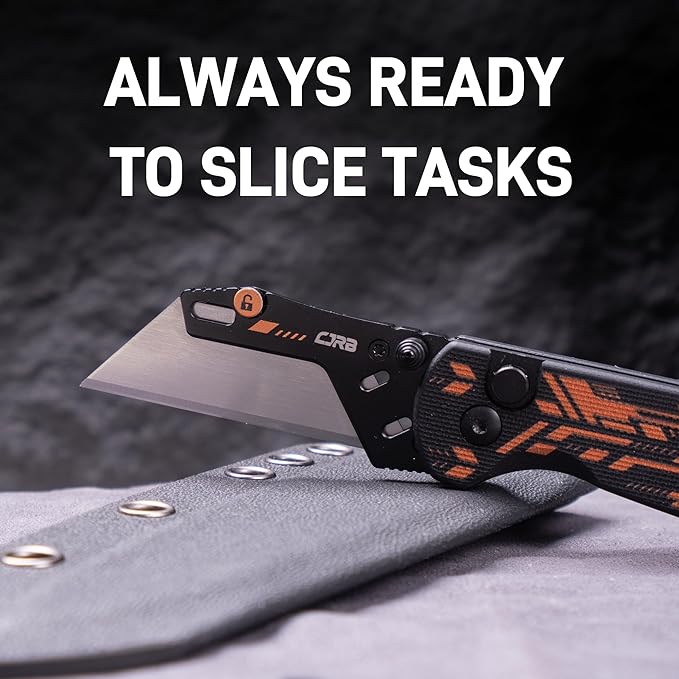 CJRB Boxer EDC Folding Utility Knife, Small Pocket Knife with G10 Handle, Includes 10PCS Total Blades(J1967 Mech Black)