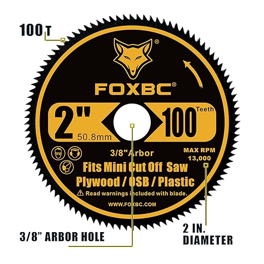 FOXBC 2 Inch HSS Saw Blade 100T for Mini High Speed Miter Cut Off Saw with 3/8" Arbor- 5 Pack