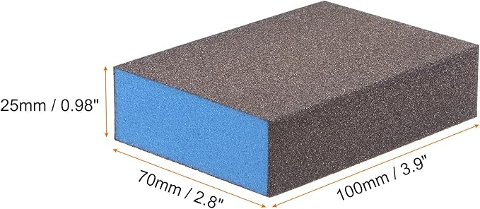 HARFINGTON 8pcs Sanding Sponge Blocks #120 (400 Grits) Wet/Dry Hand Sanding Sponges, 100x70x25mm Foam Sanding Block Pad for Polishing Kitchen Metal Wood Drywall Furniture, Brown&Blue