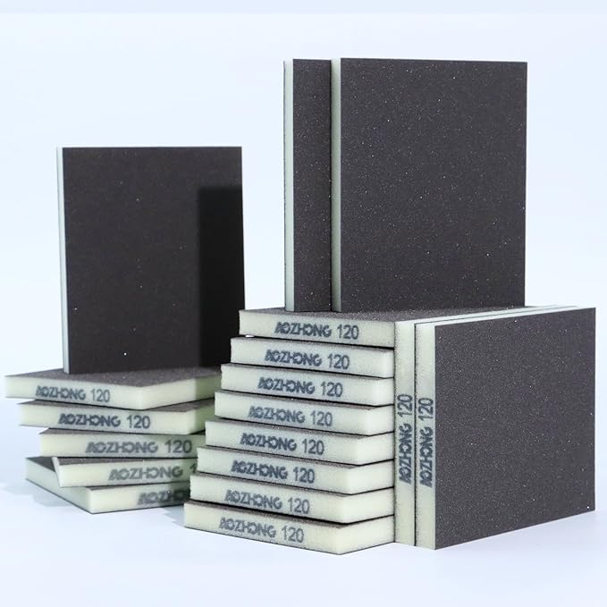 18pcs Sanding Sponge 120 grit Soft Sanding Block Washable and Reusable, Double-Sided Sponge Sanding Blocks Wet Dry Sandpaper Pad for Wood Metal FurniturePaint