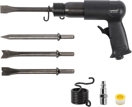 UW-AH190 Medium Barrel Air Hammer Kit with Quick Change Retainer and 4 Chisels, 2-5/8 Inch Stroke, 3500 BPM, Lightweight