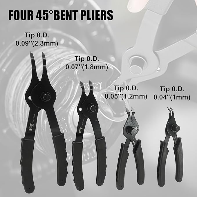 SGT 14pc Snap Ring Pliers Set,Internal & External Circlip Pliers with 45째/90째 Bent and Straight Pliers, Hook & Pick,Heavy Duty Removal Tool with Storage Case & Gloves