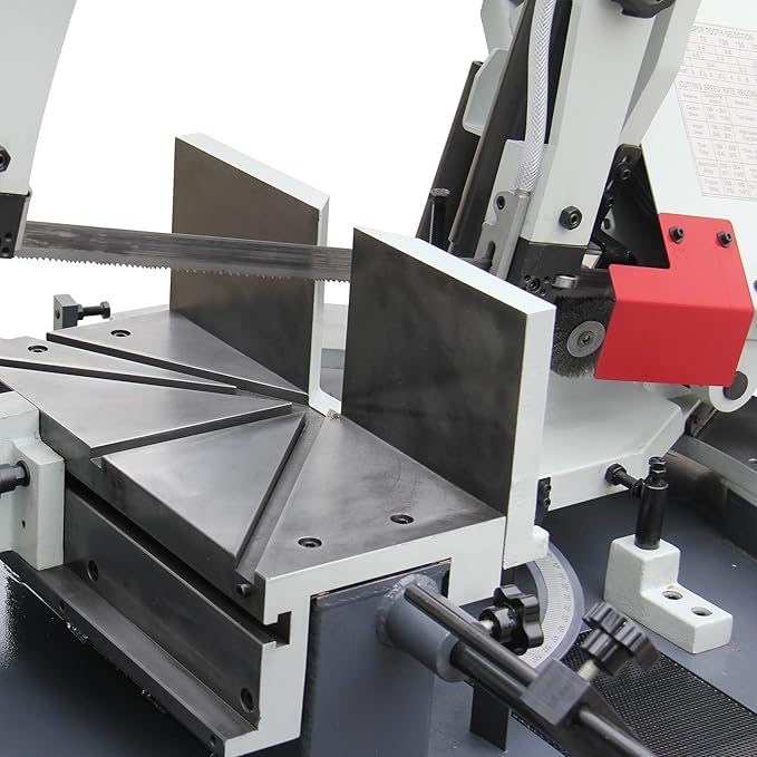 KAKA INDUSTRIAL Metal Band Saw,10.2 inch x16.9 inch Dual Miter Metal Cutting Band Saw Machine, 2HP Hydraulic,60° Right/45° Left Swivel, 4-Speed Control,For Beams, Pipes and Structural Steel BS-1018T