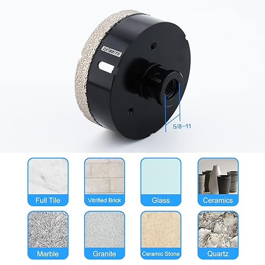 DKIBBITH 4 inch Diamond Hole Saw, 102mm Hole Saw for Concrete Brick Masonry Block Granite Tiles Quartzite Marble Porcelain Ceramic Stones with Female 5/8-11 Thread Fit Most Angle Grinders, Black