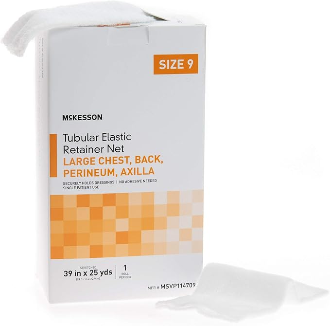 McKesson Tubular Elastic Retainer Net Dressing, Non-Sterile, Chest, Back, Perineum, Axilla, Size 9, 39 in x 25 yd, 1 Count, 1 Pack