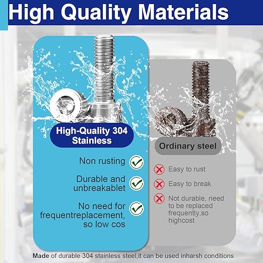 10Pcs M6 Hex Socket Head Screws, Stainless Steel Full Thread Bolts Assortment Kit in 100mm, 120mm, 150mm, 180mm, 200mm