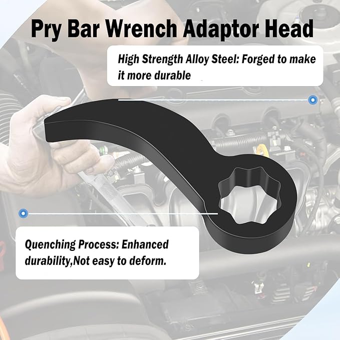 3PCS Pry Bar Wrench Adapter Head,Half Shaft Removal Car Repairing Tools with Extension Bar and Ratchet Wrench,Adjustable Crowbar Adapter Head Tool 1/2" Drive