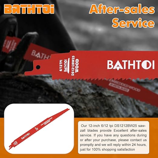 25 Pack 12 Inch 6/12 Tpi Reciprocating Saw Blades for Wood and Nail-Embedded Wood Cutting, Bi-Metal Sawzall Blades with 8% Cobalt for Longer Life and Faster Cutting Speed