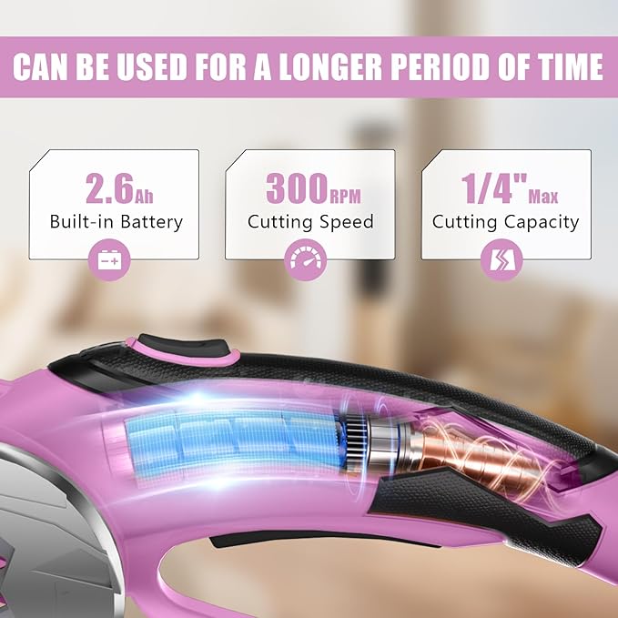 Cardboard Cutter, Cordless Electric Scissors, Power Shears Box Cutter with a Replacement Blade, Rotary Cutter for Cardboard Packages Leather Plastic (Purple)