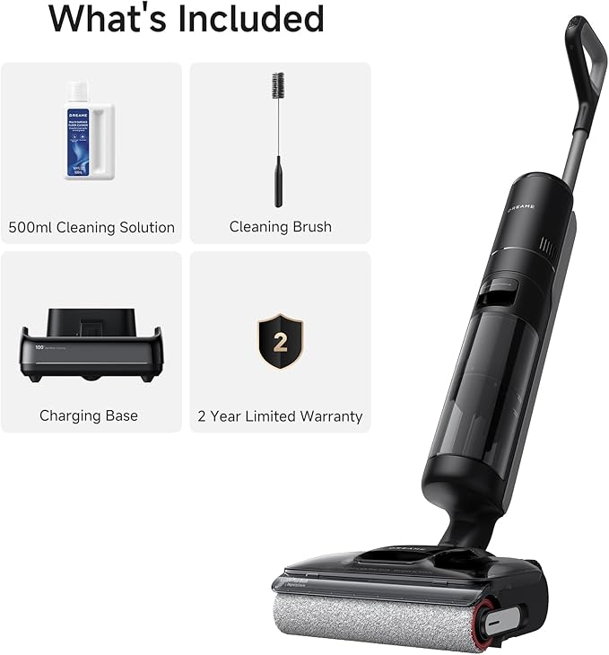 DREAME H12 FlexReach Vacuum Mop, 0 Tangle Wet Dry Vacuum Cleaner, Cordless Vacuum Mop All-in-One for Hard Floors, 180째 Lie-Flat Floor Cleaner Machine with 194째F Hot Self-Cleaning, 50Mins Runtime