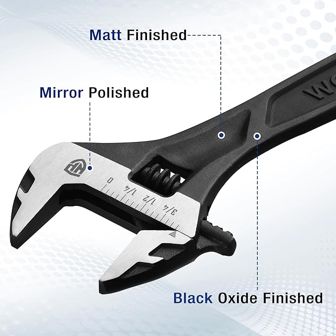 WORKPRO 6" Adjustable Wrench, Black Oxide Wrench 6 Inch with Inch/Metric Scale, Premium Cr-V Steel