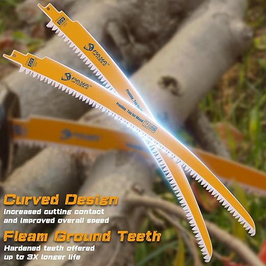 15 Inch 6TPI Japanese Teeth Reciprocating Saw Blade, Curved Edge Wood Pruning Saw Blades for Tree Trimming, Wood Cutting (3-Pack)