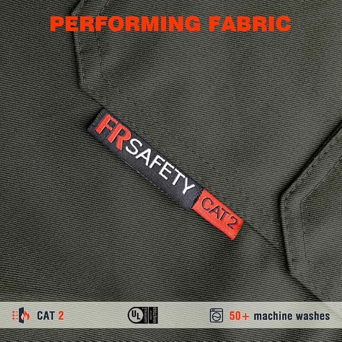 SKSAFETY 7oz FR Shirts for Men, Welding Shirt Hi Vis Flame Resistant 100% Cotton Fire Retardant Longsleeve Shirt CAT2