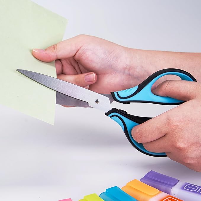 8.5 Inch Left Handed Scissors for Left Handed Supplies & Gifts, 3-Color Comfort Grip,Sharp Pointed Tip for Precise Control,Ideal for Adult, Office, Craft, Fabric, Kitchen, School.