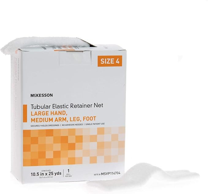 McKesson Tubular Elastic Retainer Net Dressing, Non-Sterile, Hand, Arm, Leg, Foot, Size 4, 10 1/2 in x 25 yd, 1 Count, 1 Pack