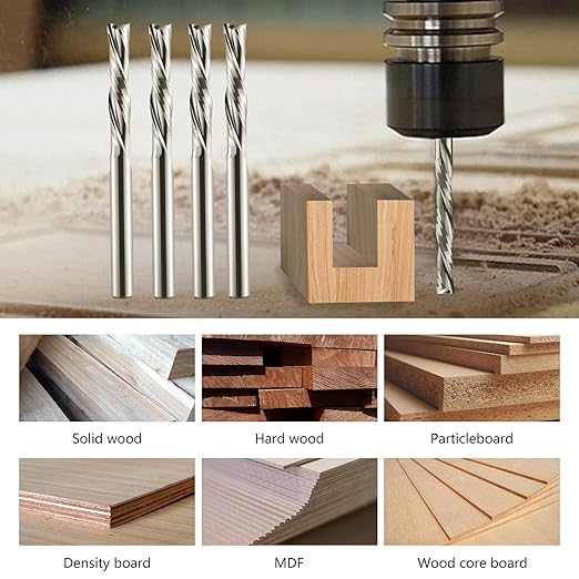 Hozly Downcut Bit 1/8" Shank Down Cut Spiral CNC Router Bits End Mill Tungsten Carbide Milling Cutter Set 2 Pack