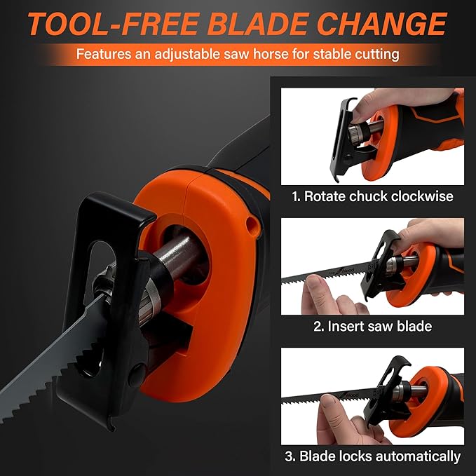 Cordless Reciprocating Saw for DEWALT 20V MAX Battery, Brushless Electric Recip Saw with 4 Blades, 0-2800 SPM Variable Speed, Tool-Free Blade Change, for Wood/PVC/Metal Cutting