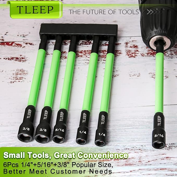 150MM 1/4" 5/16" 3/8" Magnetic Power Nut Driver Set for Impact Drill, 1/4" Hex Head Drill Bit Set SAE Screwdriver Socket Set, Chrome Vanadium Steel Quick Change Chuck Socket Wrench Nut Setters
