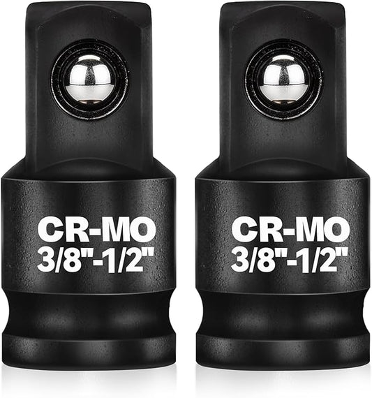 3/8" Female to 1/2" Male Impact Socket Adapter Reducer Set, 2 Pcs Chrome Molybdenum Steel Driver Conversion Adapters, for Sockets and Impact Wrench