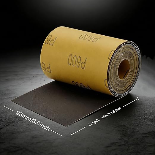 MAXMAN 2000 Grit Sandpaper Roll, Silicon Carbide Wet Dry Longboard Sand Paper, 3-2/3" Wide Continuous 11 Yard Long Continuous Roll, for Auto, Wood, Metal Sanding Polishing, Hand Sanding Blocks