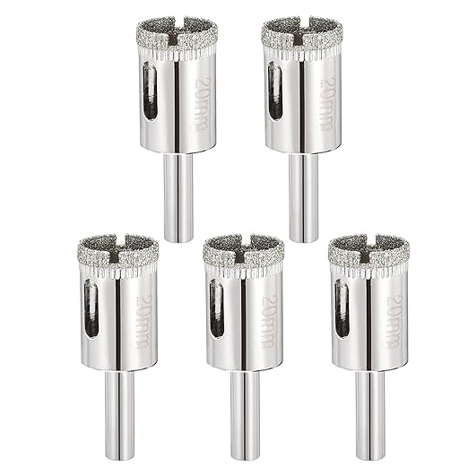 PATIKIL 5pcs 25/32" (20mm) Diamond Hole Saw, Glass Diamond Hole Cutters Hollow Core Drill Bits for Fiberglass, Tile, Porcelain, Ceramic