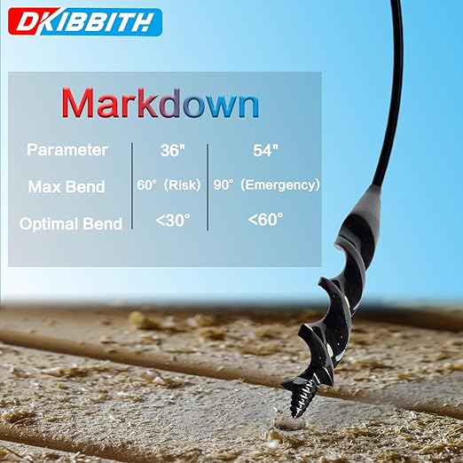 Flexible Installer Drill Bit for Pulling Wires Through Walls Ceilings and Sidewalks,36-Inch Long, 3/4-Inch Auger with a Fish Eye Hole and Screw Point, 1/4" 3-Flat Anti-Slip Shank