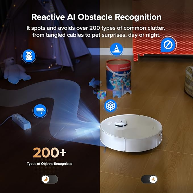 roborock Qrevo Curv 2 Flow Robot Vacuum and Mop, SpiraFlow Real-Time Self-Cleaning Roller Mop, 20,000?츿a, Dual Zero-Tangle System, AI Obstacle Avoidance, Heat-Washes & Dries Mop, Carpet Protection
