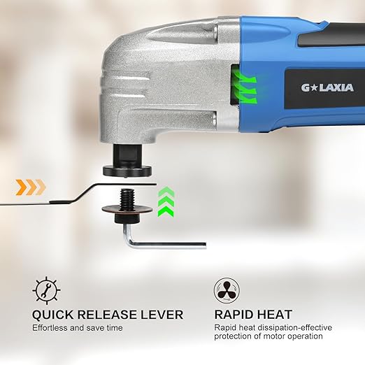 Oscillating Tool, 1.6A Oscillating Multi Tool with with Tool Bag, 3째 Oscillation Angle, 12 Piece Accessories Scraping, Grinding, Sanding, Cutting