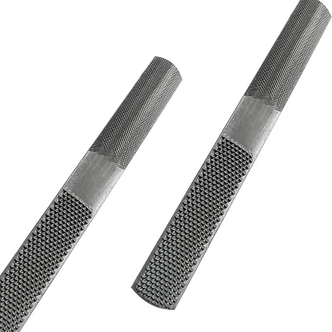 2 Pack 4 Way Wood Rasp File, Carbon Steel Hand File and Round Rasp, Half Round Flat & Needle Files for Sharping Wood and Metal Tools