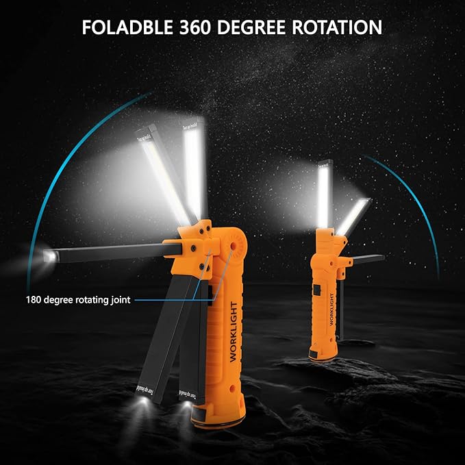 4 Pack Rechargeable LED Work Lights with Magnetic Base and 360째 Rotation, 5 Modes for BBQ, Camping, Reading, and Car Repair