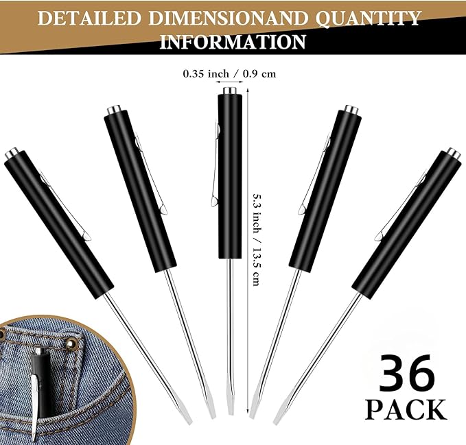 36 Pieces Pocket Screwdriver Mini Tops and Pocket Clips Magnetic Slotted Small Screw Driver with a Single Blade Head for Mechanical, Electrician(Black)