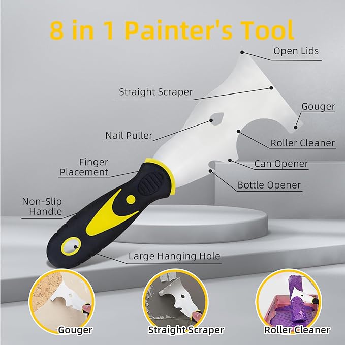GROGR-18 Piece Putty knife, Drywall Knife Set, Paint Scraper Tool Set, Removing Wallpaper, Applying Putty, Plaster, Adhesive, Cement