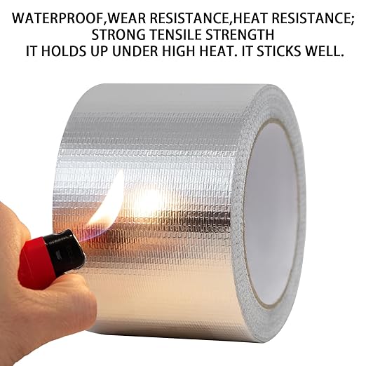 Aluminum Foil Tape - 3 Inch X 66 Feet, 5.91 Mil Thick Fiberglass Reinforced High Temperature Heat Shield Tape for HVAC, Hose and Auto Use